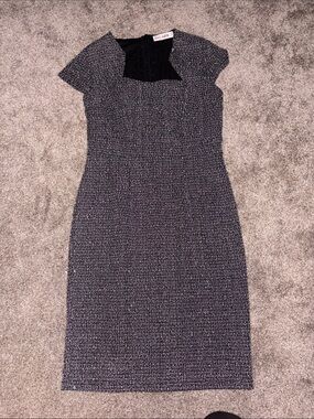 Grace Karin Black Tweed Midi Dress